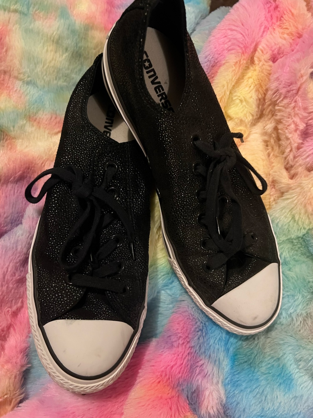 Converse Women's Black Sparkle Low-Top Sneakers- size 10